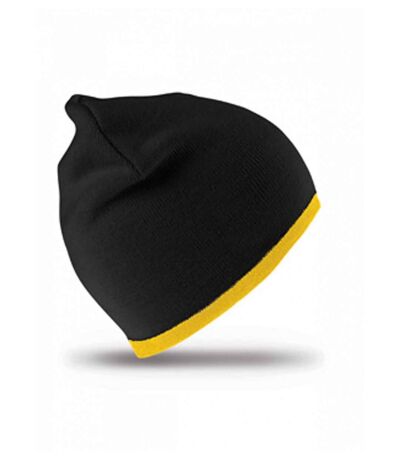 Bonnet contrasté 2 couleurs - réversible - Result RC046 - noir - jaune