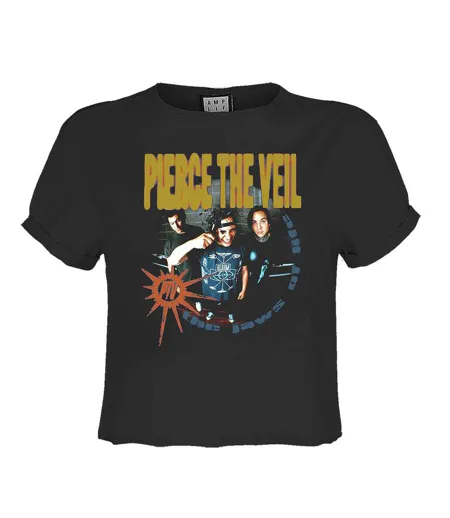 Womens/ladies The Jaws Of Life Pierce The Veil Crop Top Charcoal Amplified