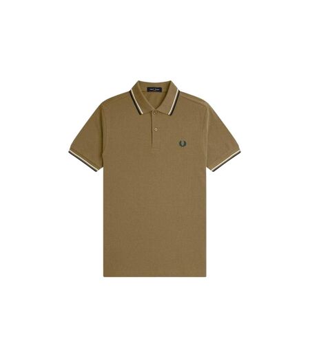 Polo Motif/style Double Pointe Homme Bleu Nuancé Fred Perry