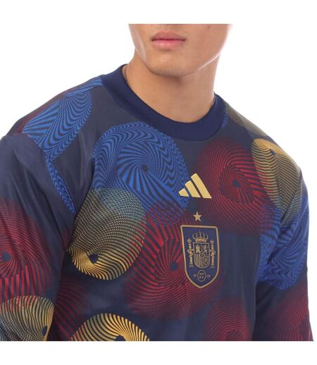Mens Spain Pre-match Long-sleeved Warm Up Top Blue Adidas