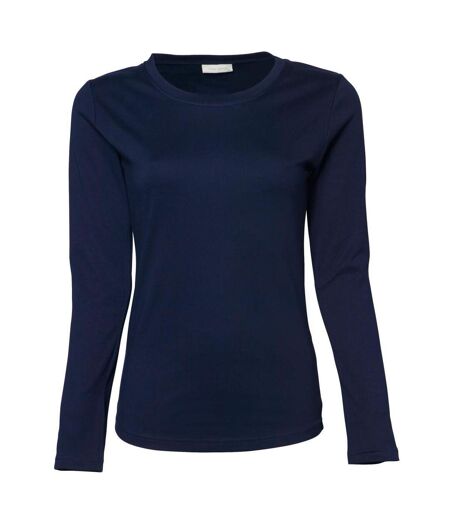 T-shirt À Manches Longues 100% Coton Femme Bleu Marine Tee Jays