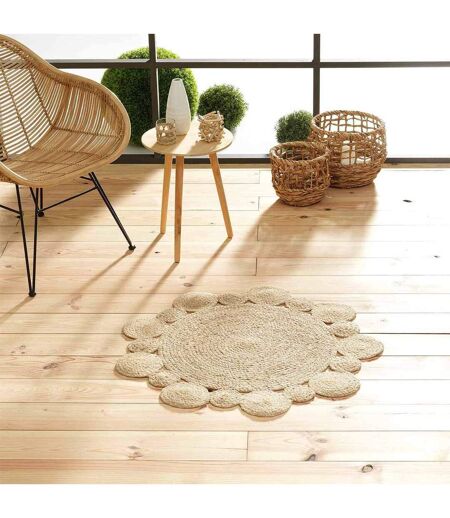 Tapis Déco Rond en Jute Cordou 90cm Naturel