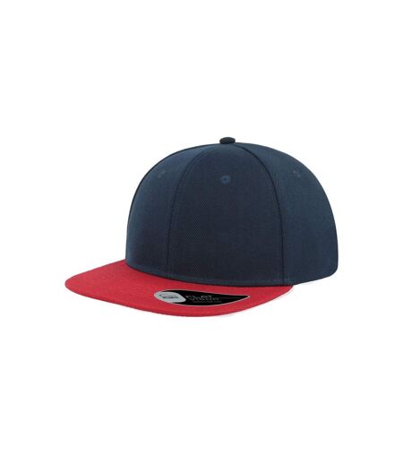 Atlantis Snap Back Flat Visor 6 Panel Cap (Navy/Red) - UTAB213