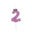 Bougie d'Anniversaire Chiffre 2 5cm Violet-1