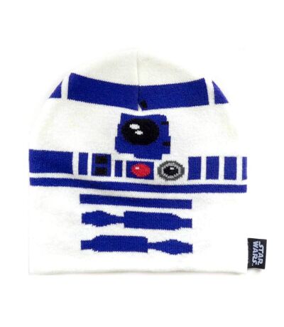 Star Wars R2-D2 Face Knitted Beanie (White/Blue) - UTHE1335