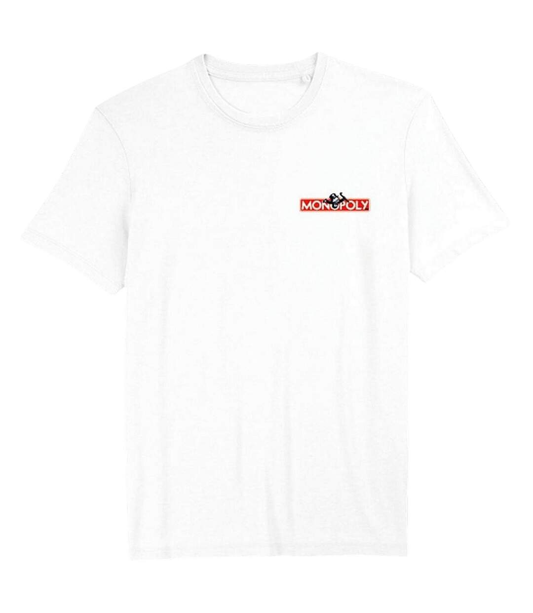 Unisex Adult Mr  Crew Neck Regular T-shirt White Monopoly-1