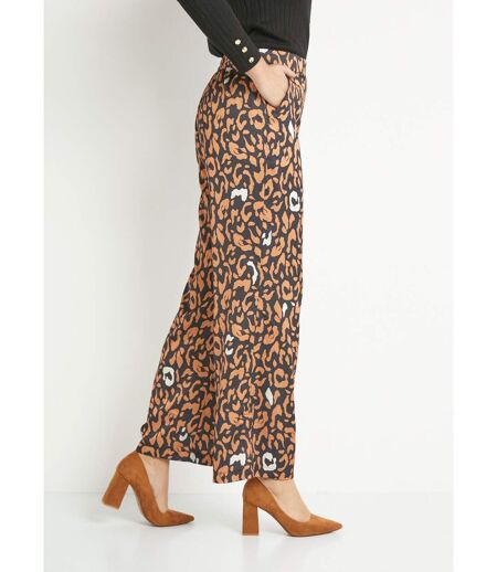 Pantalon fluide élastiqué motif léopard