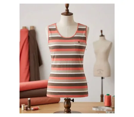 MAYFLOWER LILOU1 — Débardeur taupe / corail femme coton : l'alliance parfaite de la sobriété et de la fraîcheur