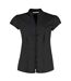 Kustom Kit Womens/Ladies Continental V Neck Capped Sleeved Blouse (Black) - UTPC6341