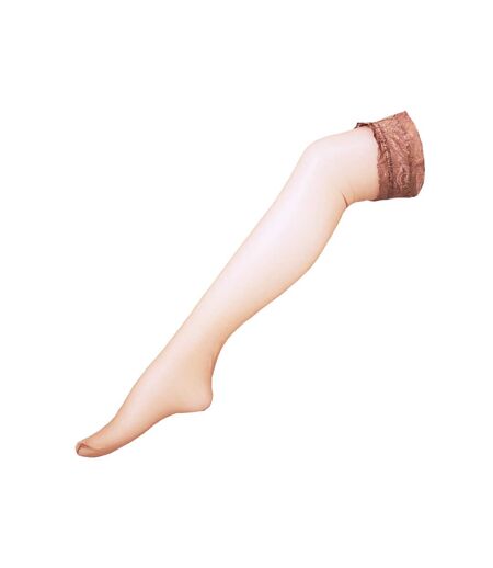 Couture Womens/Ladies Luxurious Deep Lace Hold Up Stockings (Natural)