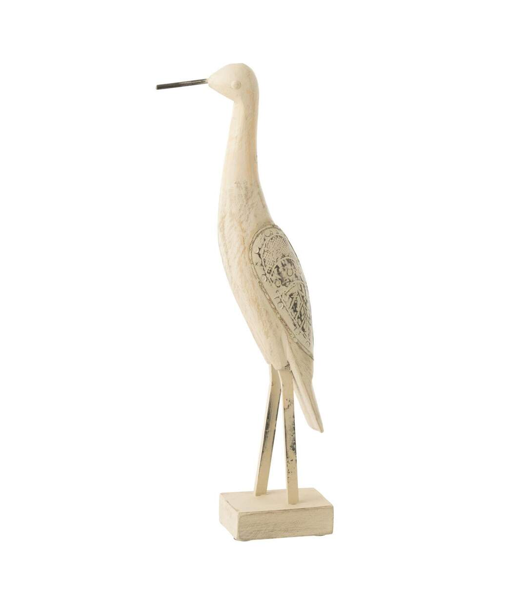 Statue Déco Oiseau en Bois Denny 48cm Naturel-1