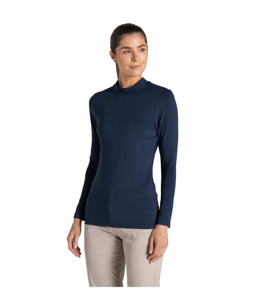 Womens/ladies Nosilife Mock Neck Long-sleeved Golf T-shirt Blue Navy Craghoppers-4