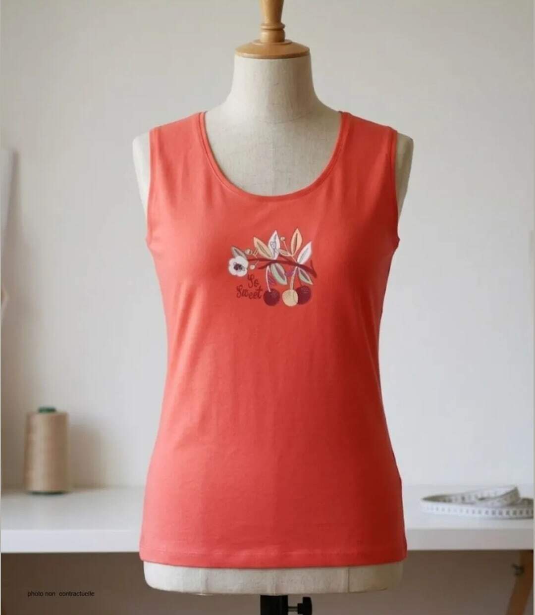 MAYFLOWER LOLA2 — Débardeur corail / orange femme coton : l'éclat d'un style casual vitaminé-3