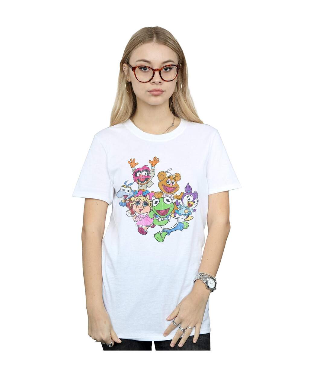 Disney Femmes/Les femmes The Muppets Muppet Babies Colour Group Coton Boyfriend T-Shirt (Blanc) - UTBI41167-2
