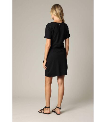 Robe à manches courtes et col rond avec nœud noué sur le côté KNOTY