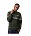 Mens Placement Stripe Crew Neck Jumper Dark Green Burton-2