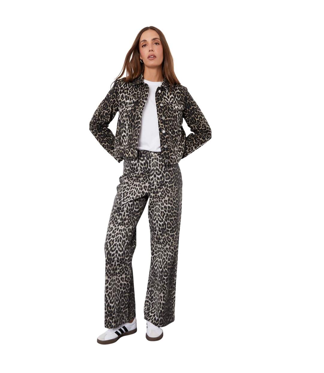 Jean Soleil Femme Gris Imprimé Léopard Threadbare-1