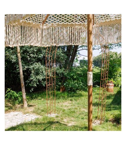 Parasol en macramé avec mât en teck