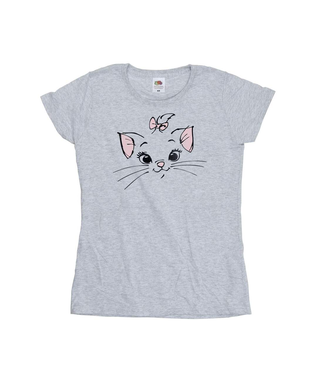 Disney - T-shirt CLASSICS MARIE FACE POCKET - Femme (Gris chiné) - UTBI15850-1