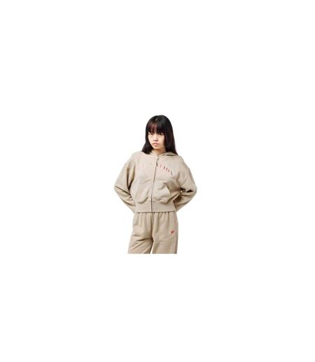 Womens/ladies Eastside Cropped Fleece Jacket Oxford Tan PE Nation