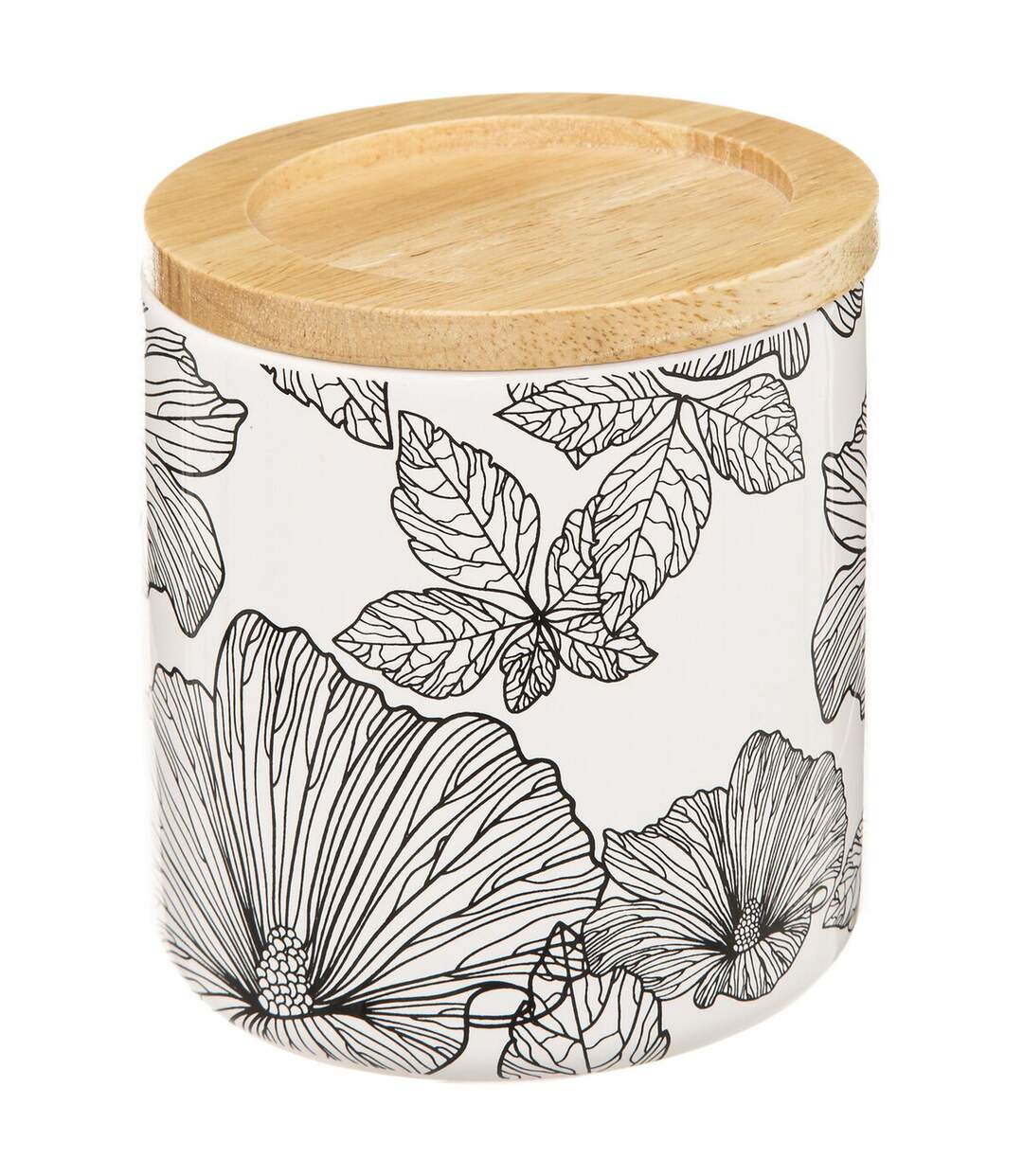 Boite de rangement pour salle de bain pour Coton et Coton-tige avec couvercle Blackflora - Noir et Blanc-1