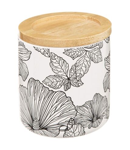 Boite de rangement pour salle de bain pour Coton et Coton-tige avec couvercle Blackflora - Noir et Blanc