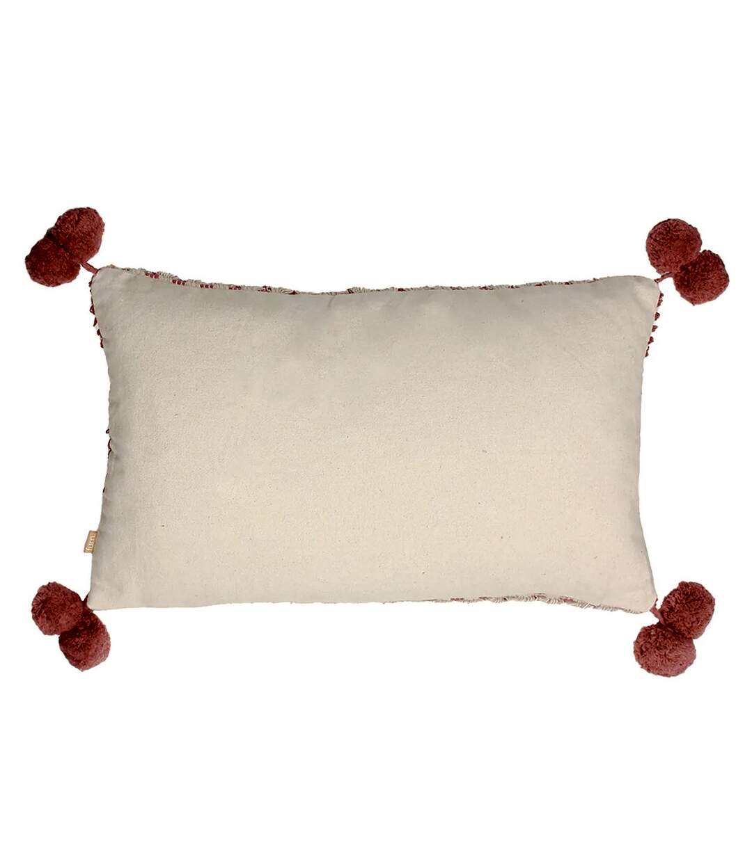 Ayaan pom pom cushion cover 30cm x 50cm brick red/white Furn