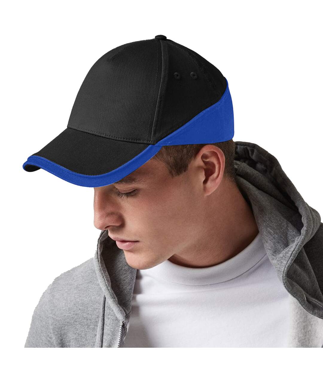 Casquette de baseball unisexe noir/bleu roi Beechfield-3