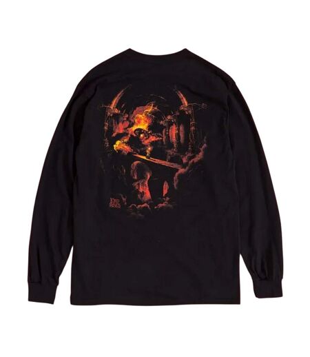 T-shirt Manches Longues Motif Balrog Motif/style Imprimé Au Dos Adulte Noir The Lord Of The Rings