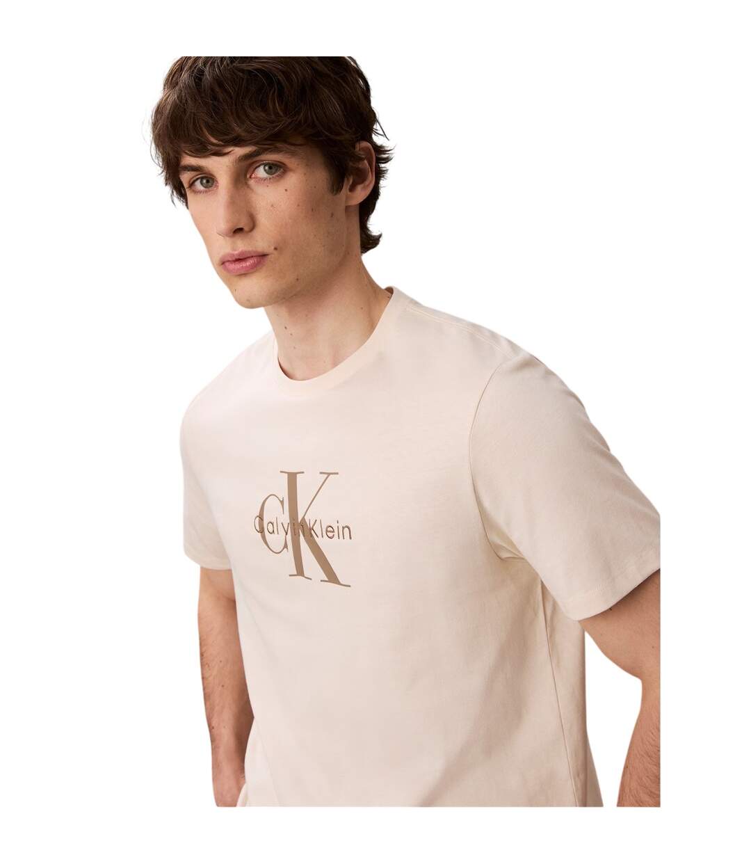 T-shirt Motif/style Monogramme Homme Blanc Cassé Calvin Klein-4
