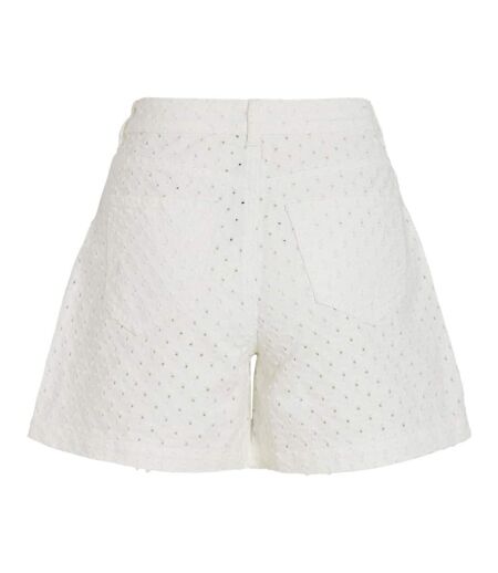 Short blanc  femme vila vipolly pointelle denim