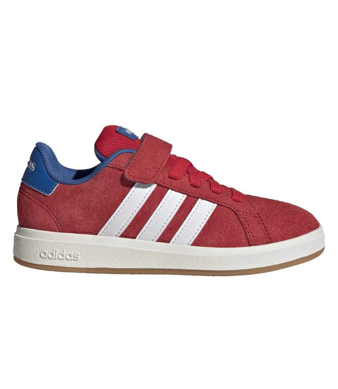 Childrens/kids Grand Court Leather Flat Trainers Ruby Red Adidas-1