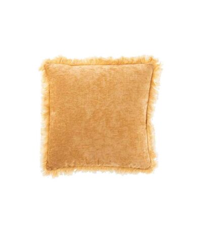 Coussin Déco Franges 45x45cm Jaune Ocre