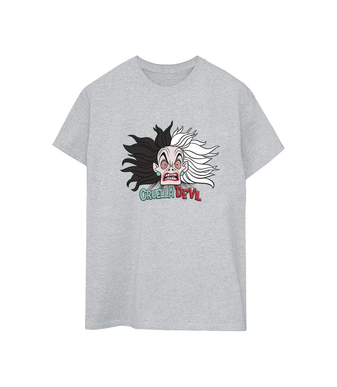 Disney Womens/Ladies 101 Dalmatians Cruella De Vil Crazy Mum Cotton Boyfriend T-Shirt (Gris sportif) - UTBI47124-1