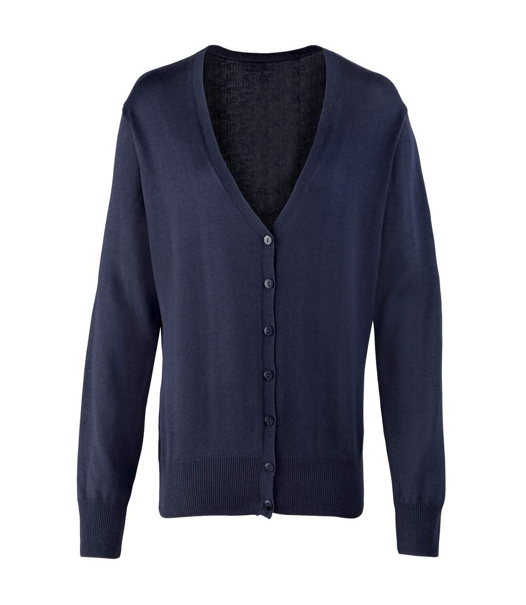 Premier Womens/Ladies Button Through Long Sleeve V-neck Knitted Cardigan (Navy) - UTRW1133-1