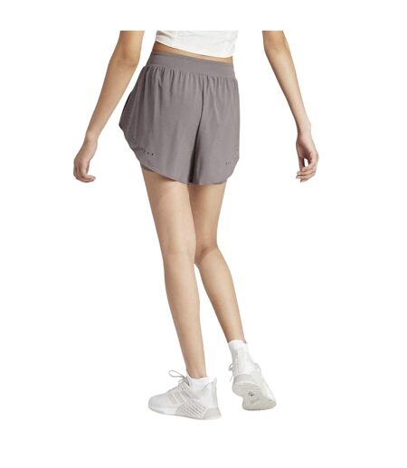 Womens/ladies Hiit 2 In 1 Running Shorts Charcoal Marl Adidas