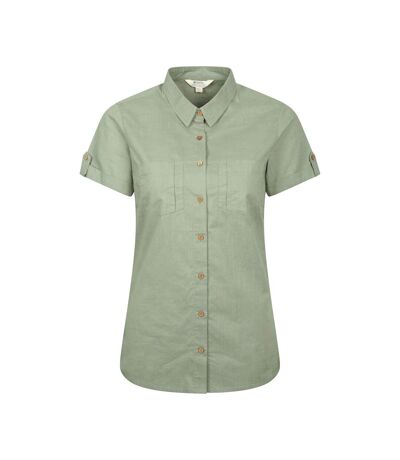 Womens/ladies Coconut Short-sleeved Shirt Light Khaki Mountain Warehouse