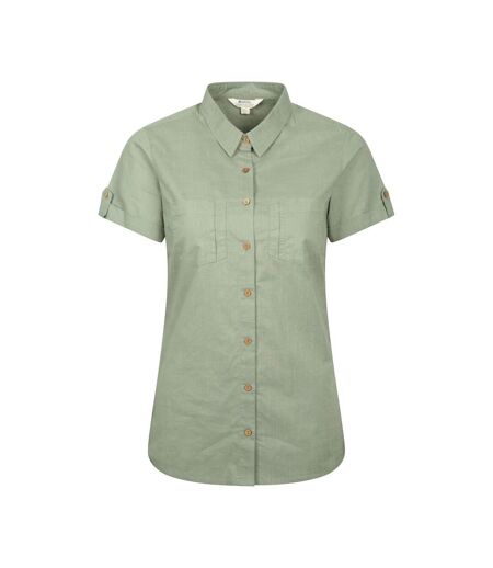Womens/ladies Coconut Short-sleeved Shirt Light Khaki Mountain Warehouse