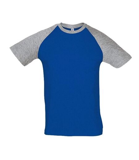 T-shirt bicolore pour homme - 11190 - bleu roi et gris chiné