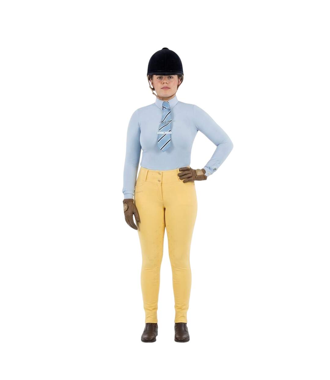 Womens/ladies Champion Show Rider Quarter Zip Long-sleeved Competition Shirt Blue Supreme Products-2