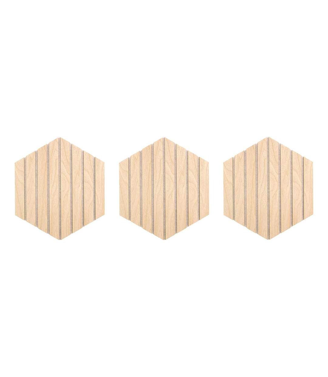Lot de 3 Panneaux Déco Hexagonal Colva 30x26cm Beige-1