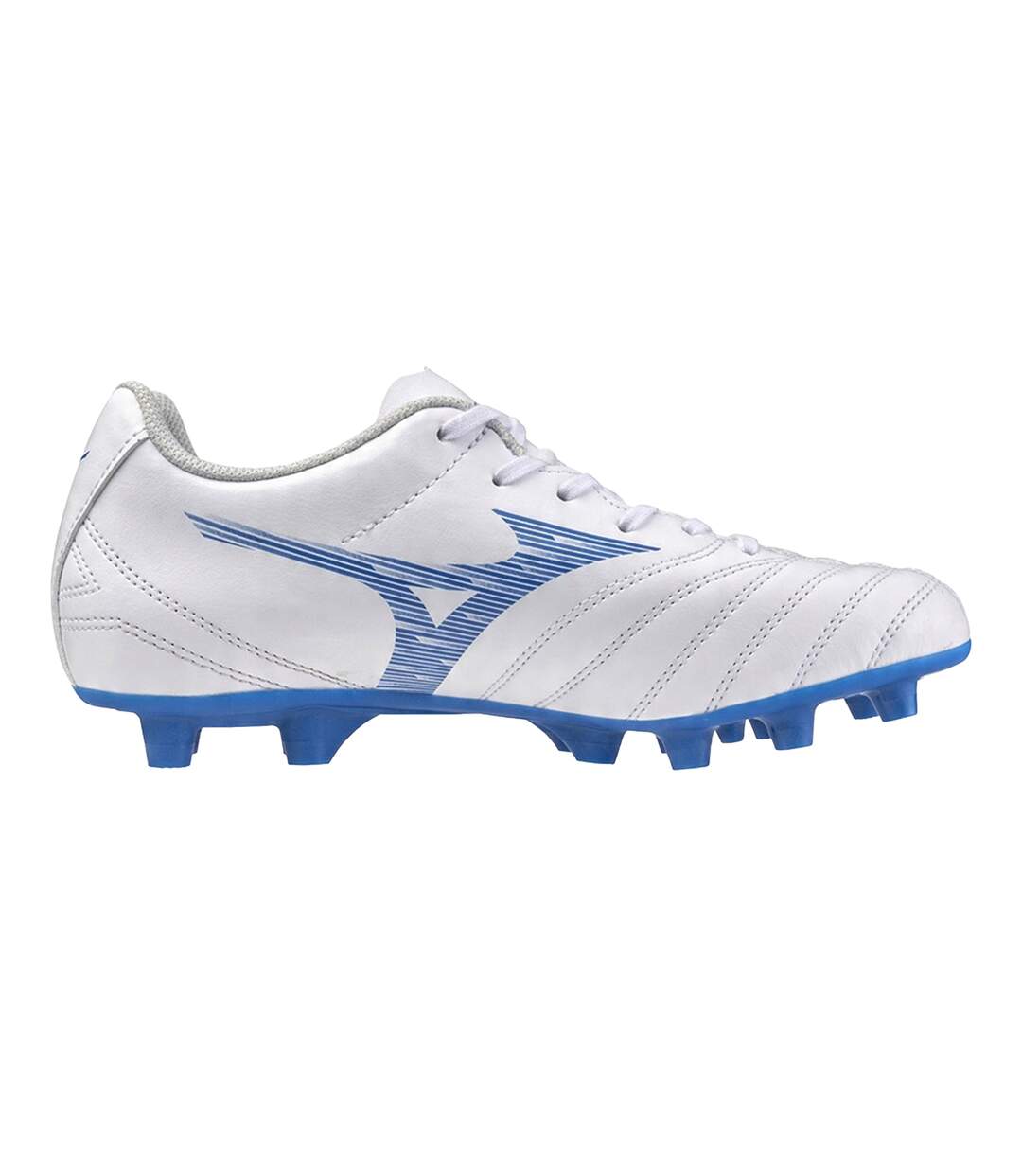 Childrens/kids Monarcida Neo Iii Select Synthetic Leather Firm Ground Football Boots White Mizuno-1