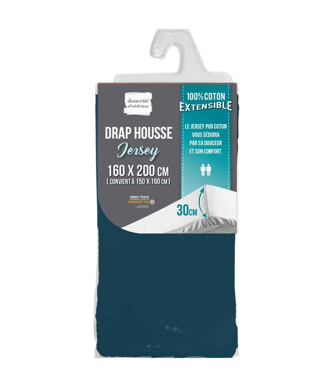 Drap Housse Jersy 160x200cm Bleu Nuit-4