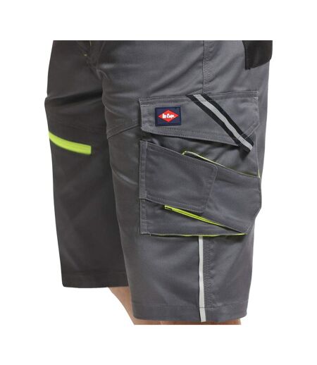 Mens Stretch Reflective Multi Pocket Cargo Shorts Grey Black Lee Cooper
