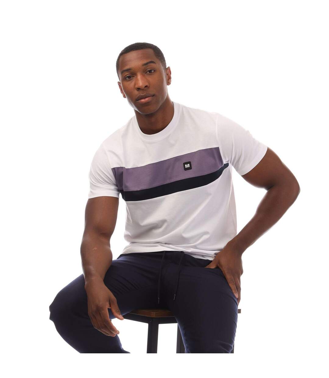 T-shirt Style Bloc De Couleurs Crossword Homme Blanc Weekend Offender-1