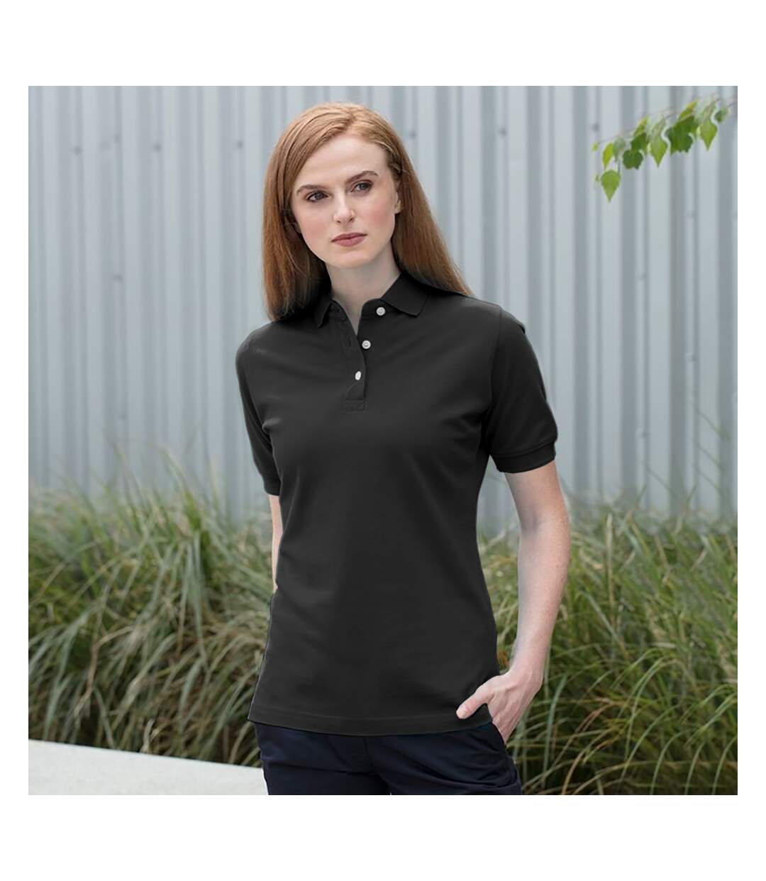 Polo classique à rétention de forme femme noir Henbury