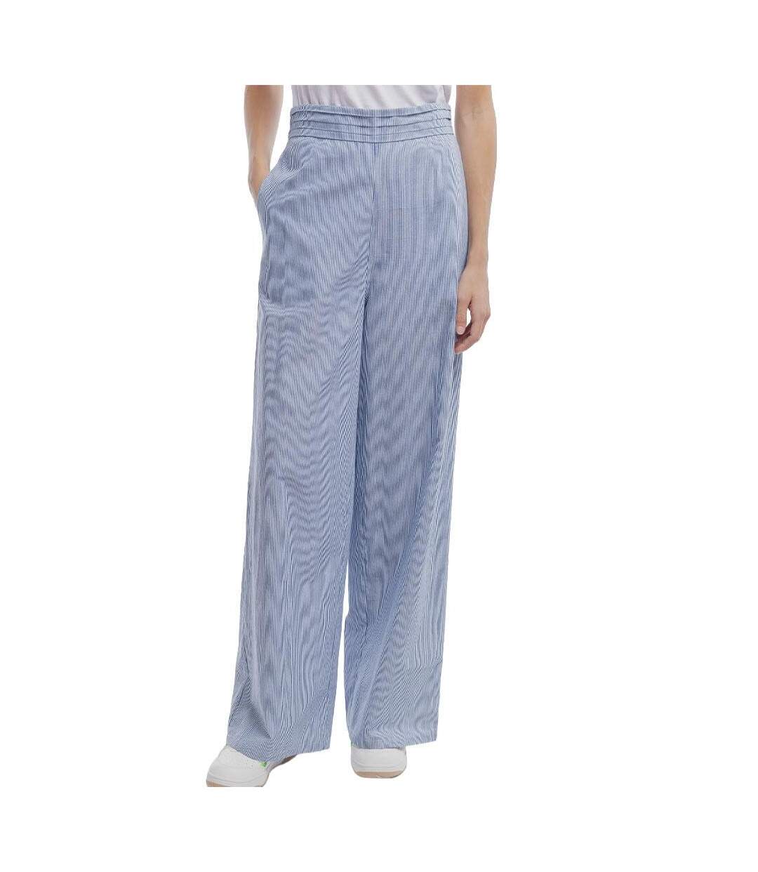 Pantalon fluide bleu/blanc femme teddy smith rebelle-1