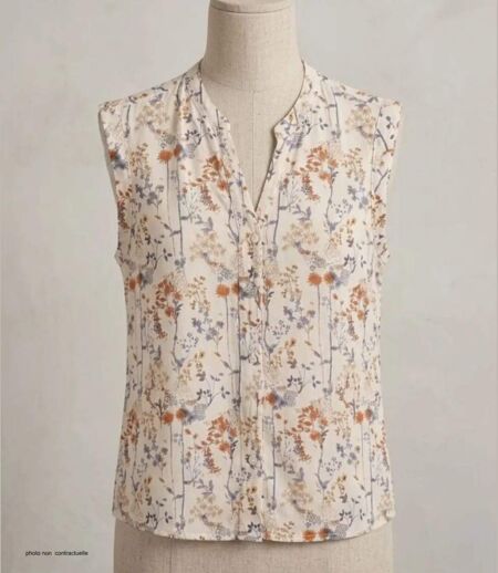 Chemisier sans manches MAYFLOWER N1121B : le top en viscose fluide pour une tenue d'été impeccable