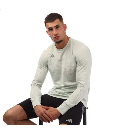 T-shirt Manches Longues Course À Pied Global Homme Vert Adidas