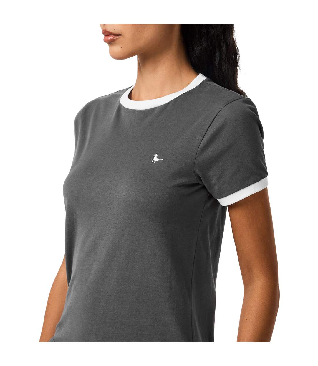 Womens/ladies Trinkey Ringer T-shirt Grey Jack Wills-4